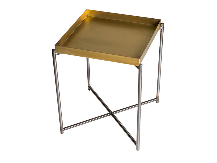 Gillmore Space Iris Square Side Table Brass Tray