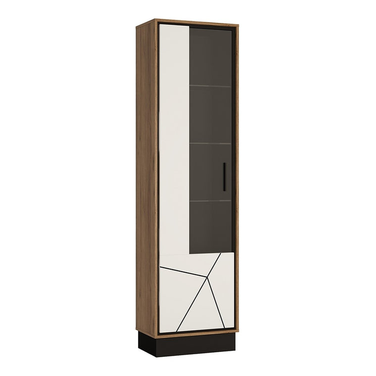 Axton Belmont Tall Glazed Display Cabinet (LH) With The Walnut And Dark Panel Finish