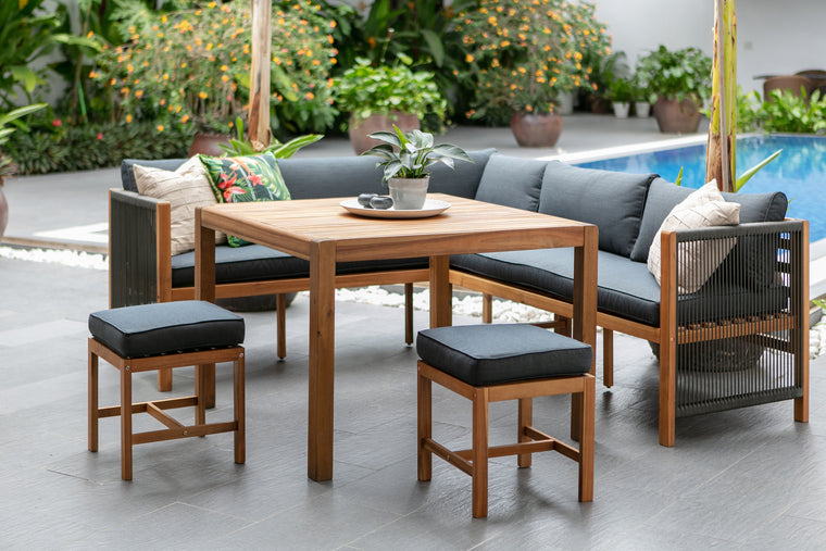 Aspen Solid Acacia Wood Corner Dining Garden Furniture Set