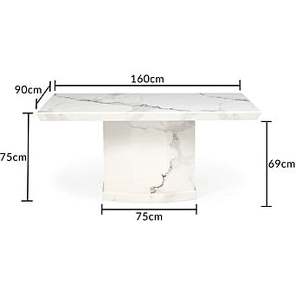 Como 160cm Ivory White Marble Dining Table