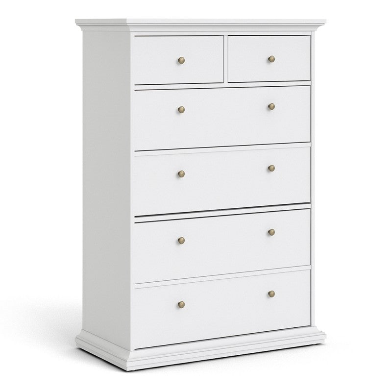 Axton Westchester Chest of 6 Drawers In White
