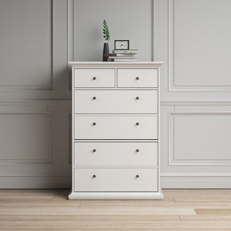 Axton Westchester Chest of 6 Drawers In White