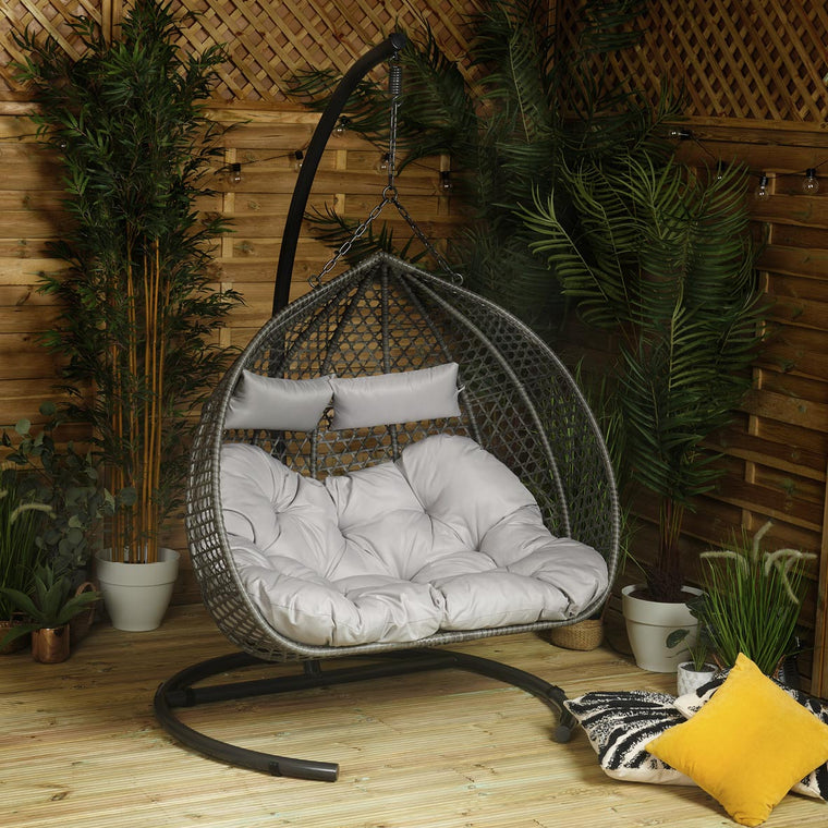 Home Junction Double Hanging Egg Chair in Grey