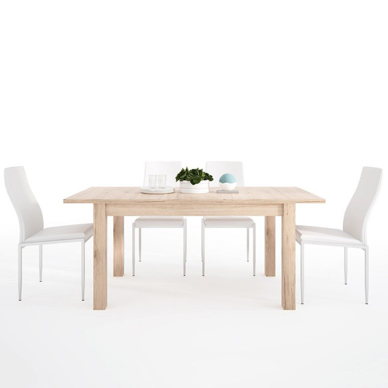 Axton Eastchester Extending Dining Table in Oak + 4 Milan High Back Chair White