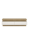 Axton Woodlawn 2 Drawer TV Cabinet (including LED lighting) In Riviera Oak/White High Gloss