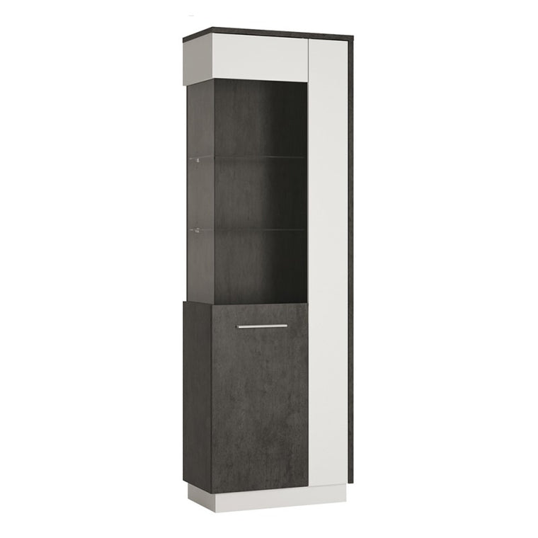 Axton Laconia Tall Glazed display cabinet (LH) in Slate Grey and Alpine White