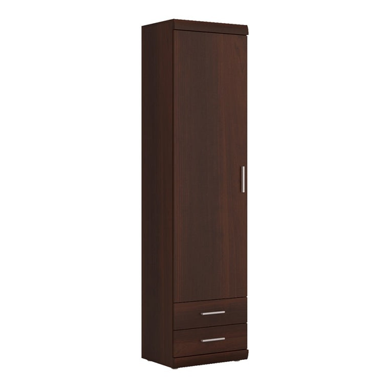Axton Pelham Tall 1 Door 2 Drawer Narrow Cabinet In Dark Mahogany Melamine