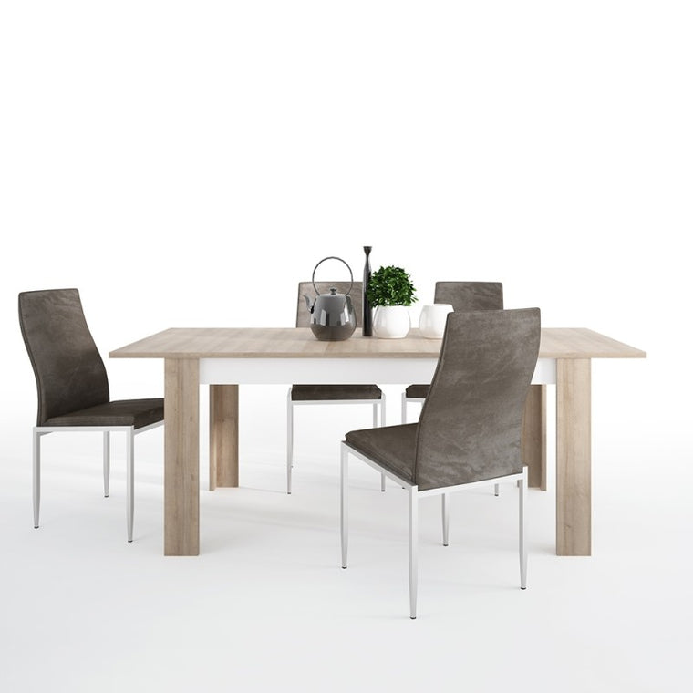 Axton Woodlawn Large extending dining table 160/200 cm + 6 Milan High Back Chair Dark Brown