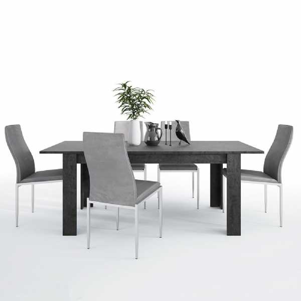 Axton Laconia Dining Table + 6 Milan High Back Chair Grey