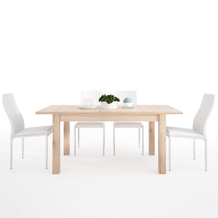 Axton Eastchester Extending Dining Table in Oak + 6 Milan High Back Chair White