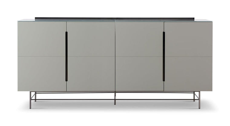 Gillmore Space Alberto Four Door High Sideboard Grey With Dark Chrome Accent