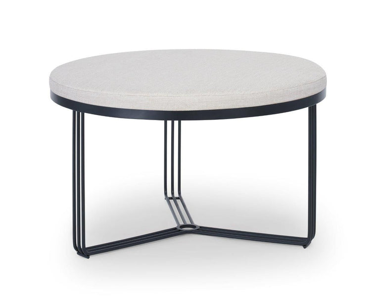 Gillmore Space Finn Small Circular Coffee Table Natural Upholstered & Black Frame