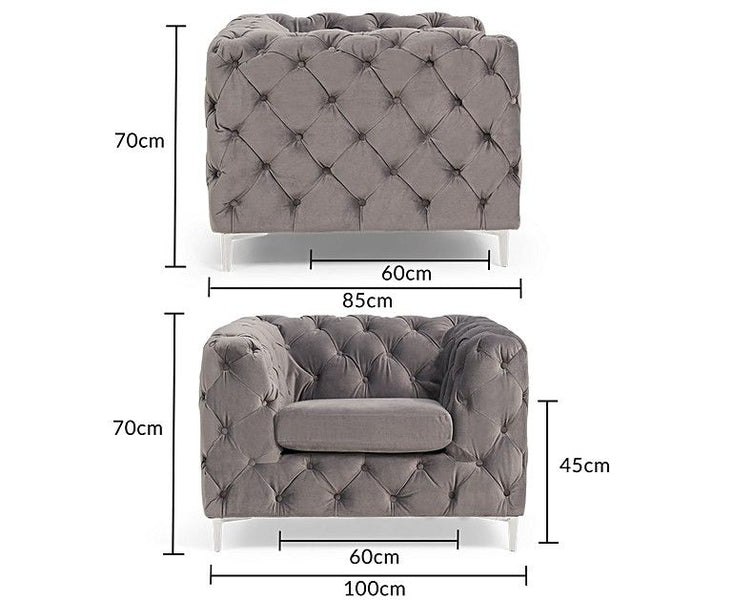 Alegra Grey Velvet ArmChair