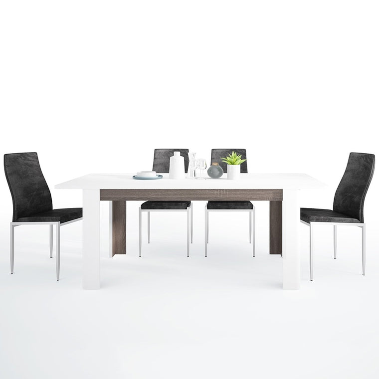 Axton Norwood Living Extending Dining Table +  6 Milan High Back Chair Black