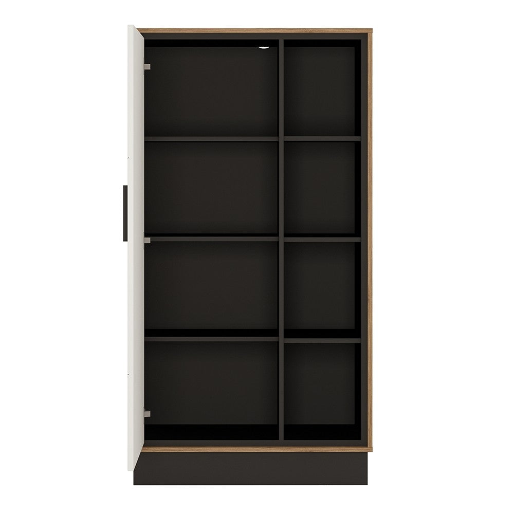 Axton Belmont Wide 1 Door Bookcase With The Walnut And Dark Panel Finish