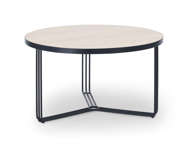 Gillmore Space Finn Small Circular Coffee Table Pale Oak Top & Black Frame