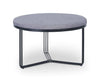 Gillmore Space Finn Small Circular Coffee Table Or Footstool Pewter Grey Upholstered & Black Frame