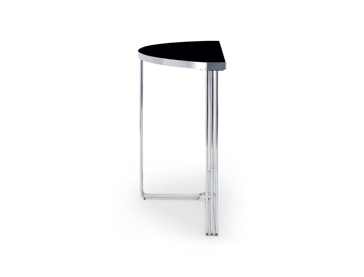 Gillmore Space Finn Demi Lune Console Table Black Glass Top & Polished Chrome Frame
