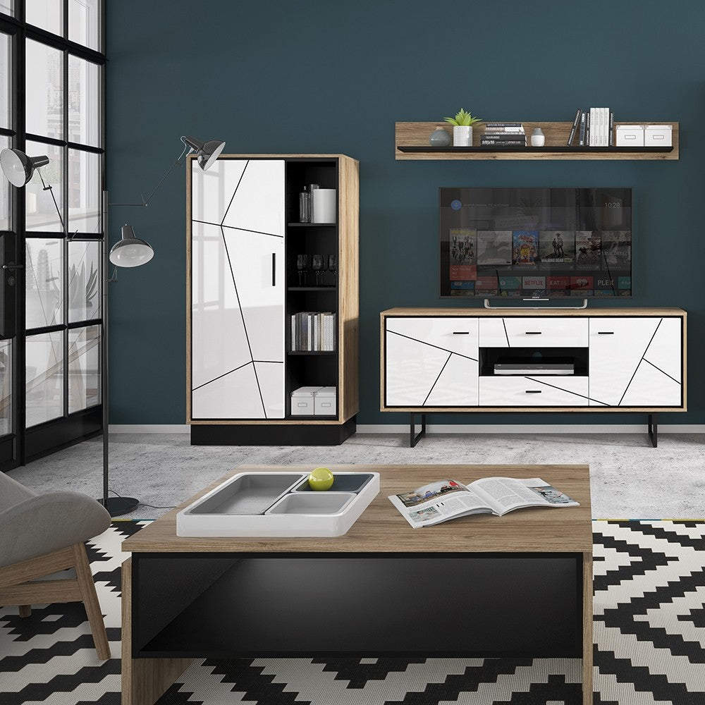 Axton Belmont 2 Door 2 Drawer TV Unit With The Walnut And Dark Panel Finish