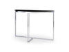 Gillmore Space Finn Demi Lune Console Table Black Glass Top & Polished Chrome Frame