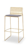 Gillmore Space Finn Bar Stool Pewter Grey Upholstered & Brass Frame