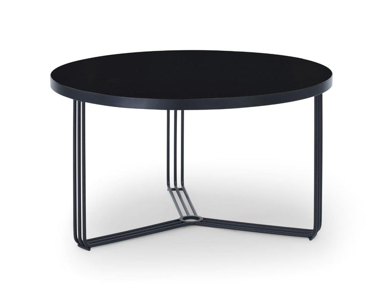 Gillmore Space Finn Small Circular Coffee Table Black Glass Top & Black Frame