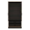 Axton Belmont Tall Wide Glazed Display Cabinet With The Walnut And Dark Panel Finish