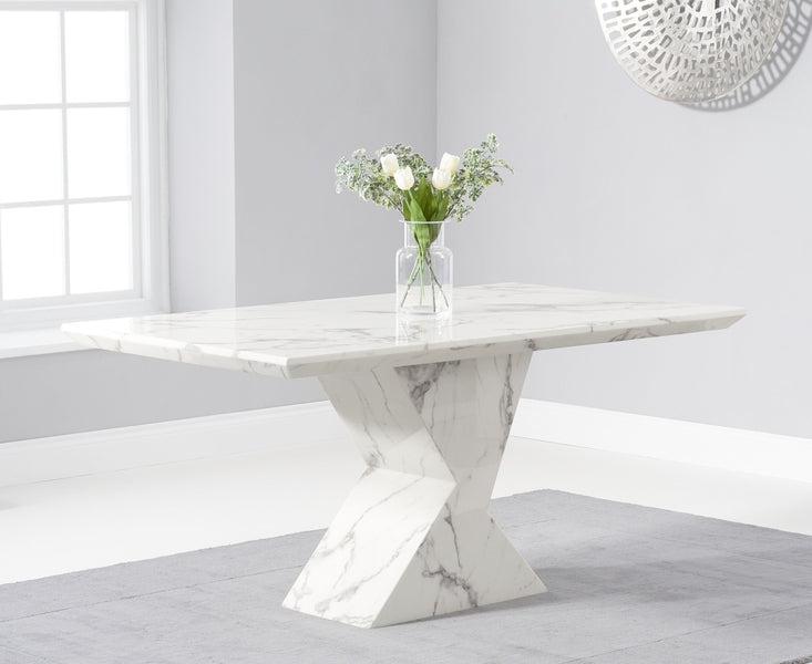 Allen 160cm Ivory White Marble Dining Table