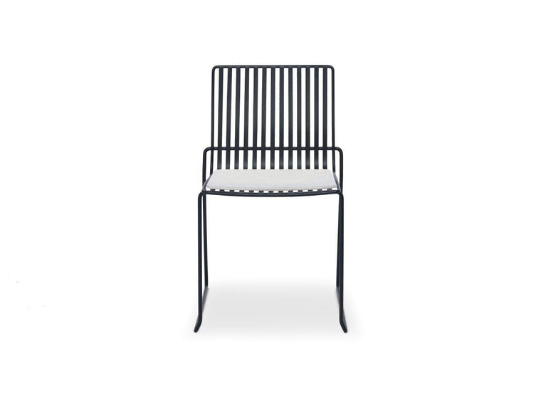 Gillmore Space Finn Stacking Dining Chair Silver Upholstered & Black Frame