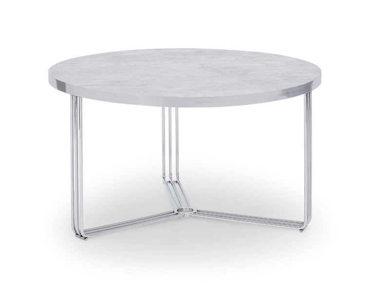 Gillmore Space Finn Small Circular Coffee Table Pale Stone Top & Polished Chrome Frame