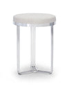 Gillmore Space Finn Circular Side Table Or Stool Natural Upholstered & Polished Chrome Frame