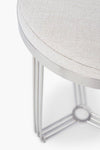 Gillmore Space Finn Circular Side Table Or Stool Natural Upholstered & Polished Chrome Frame