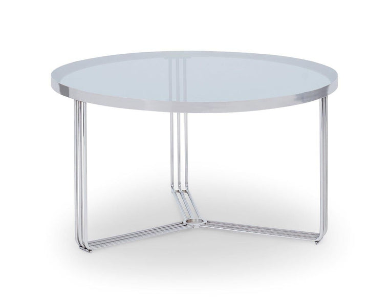 Gillmore Space Finn Small Circular Coffee Table Smoked Glass Top & Polished Chrome Frame
