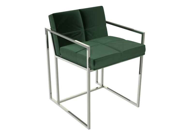 Gillmore Federico Deep Green Velvet & Polished Frame Dining Chair