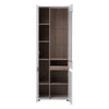 Axton Norwood Living Tall Glazed Narrow Display Unit (LHD) In White With A Truffle Oak Trim