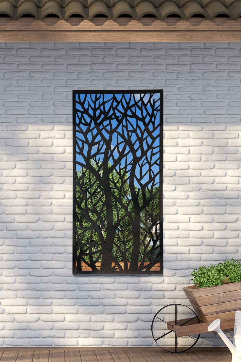 Carrington Extra large Metal Tree Design Decorative Garden Screen Mirror 120cm X 60cm