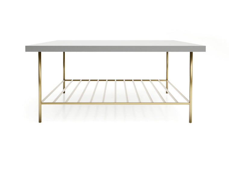 Gillmore Space Alberto Square Coffee Table Grey With Brass Accent