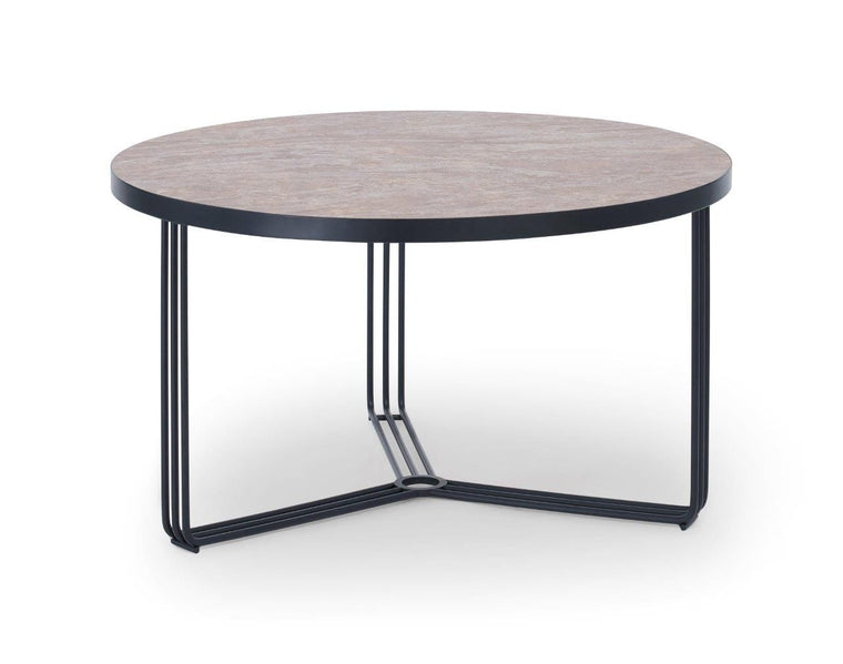 Gillmore Space Finn Small Circular Coffee Table Dark Stone Top & Black Frame