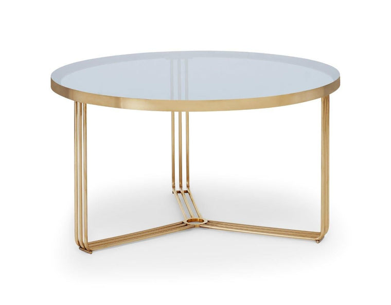 Gillmore Space Finn Small Circular Coffee Table Smoked Glass Top & Brass Frame