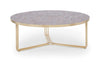 Gillmore Space Finn Large Circular Coffee Table Dark Stone Top & Brass Frame