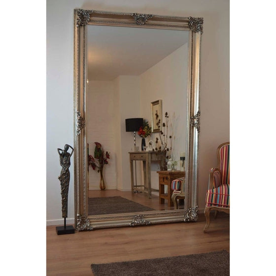 Carrington Baroque Vintage Silver Antique Design Large Leaner Mirror 244 x 152 CM
