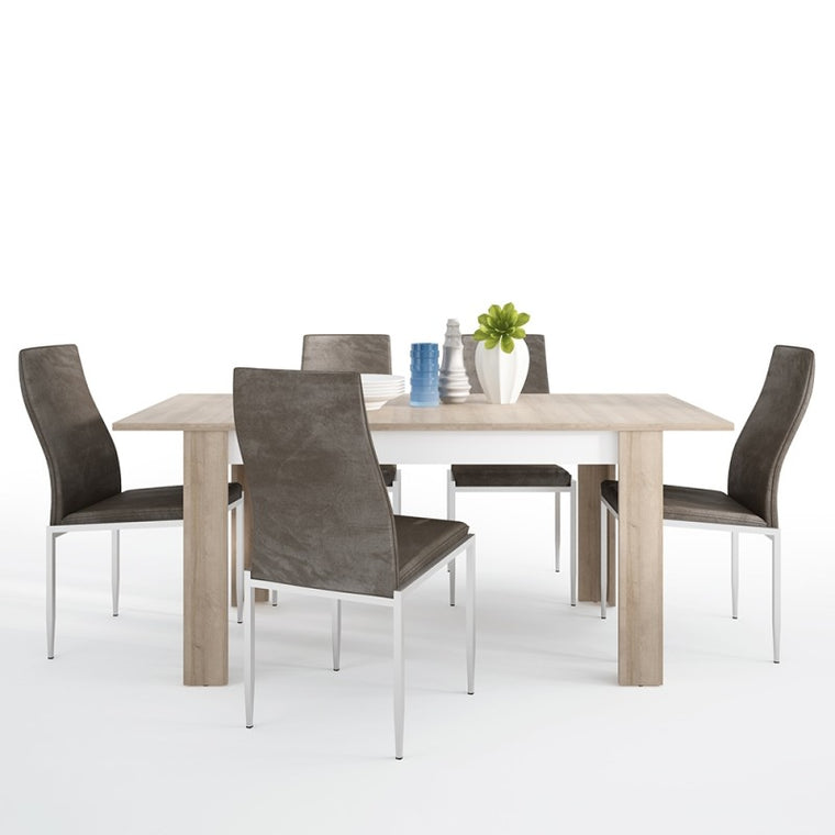 Axton Woodlawn Medium Extending Dining Table 140/180 cm + 4 Milan High Back Chair Dark Brown