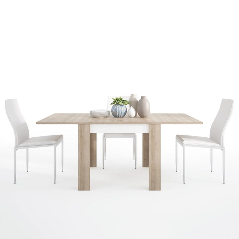 Axton Woodlawn Medium Extending Dining Table 140/180 cm + 4 Milan High Back Chair White.