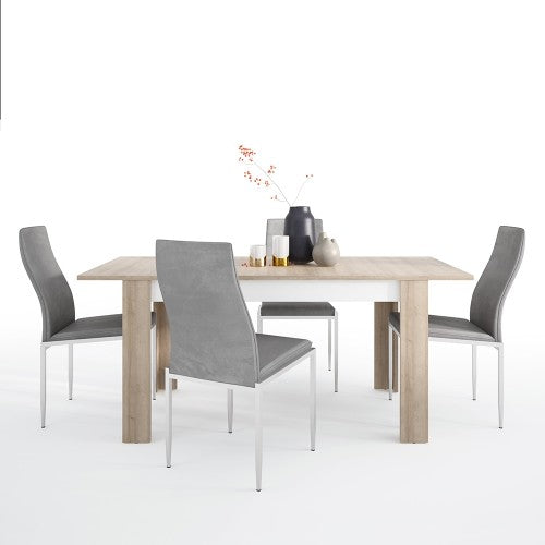 Axton Woodlawn Large Extending Dining Table 160/200 cm + 6 Milan High Back Chair Grey