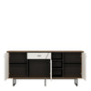 Axton Belmont 3 Door 1 Drawer Wide Sideboard With The Walnut And Dark Panel Finish