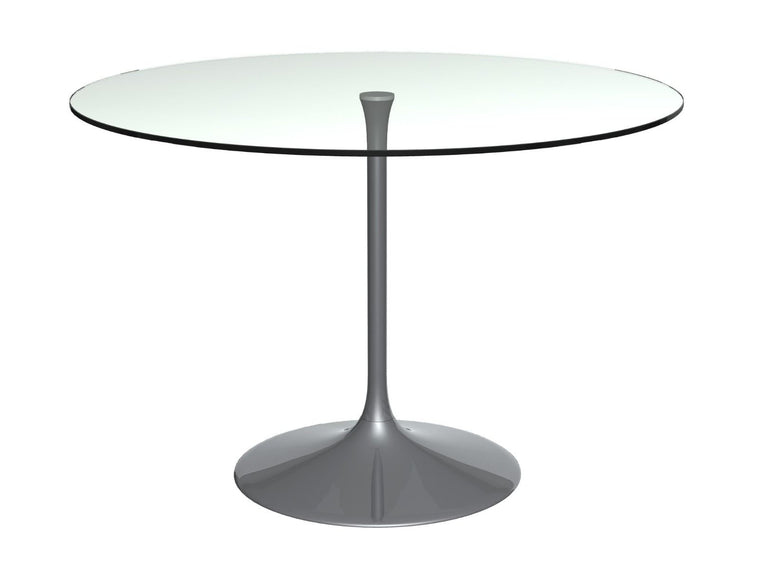 Gillmore Space Swan Large Circular Dining Table Clear Glass Top 110cm