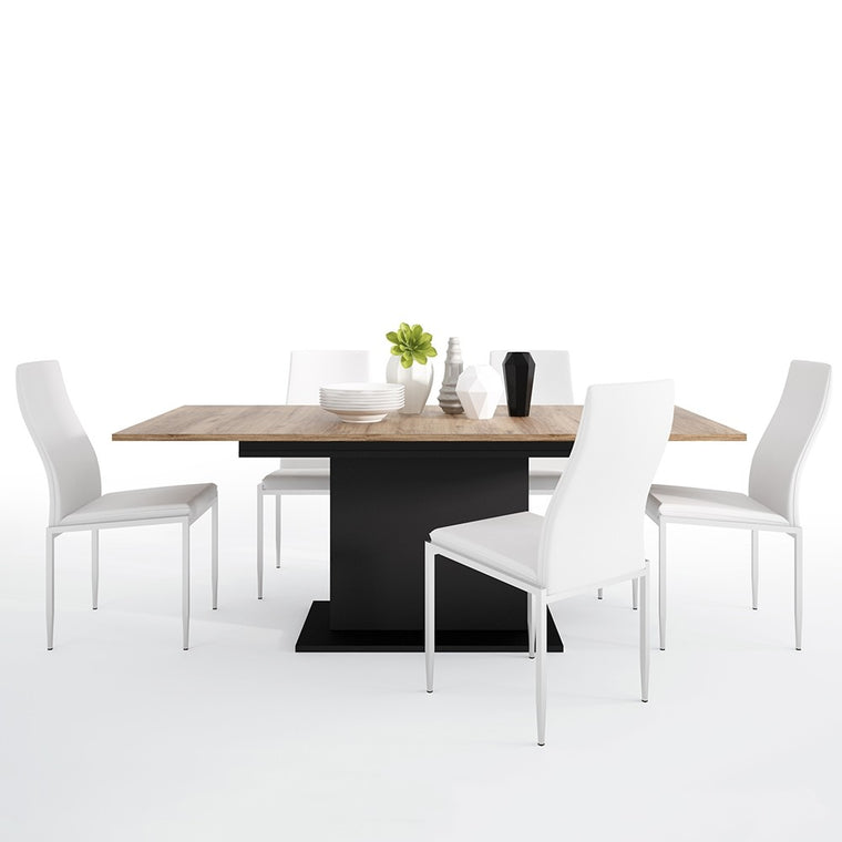 Axton Belmont  Extending Dining Table + 6 Milan High Back Chair White