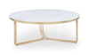 Gillmore Space Finn Large Circular Coffee Table White Marble Top & Brass Frame