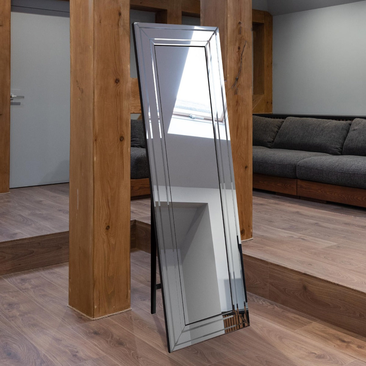 Langley All Glass Bevel Free Standing Cheval Dress Mirror 5ft7 x 1ft11 170cm x 58cm