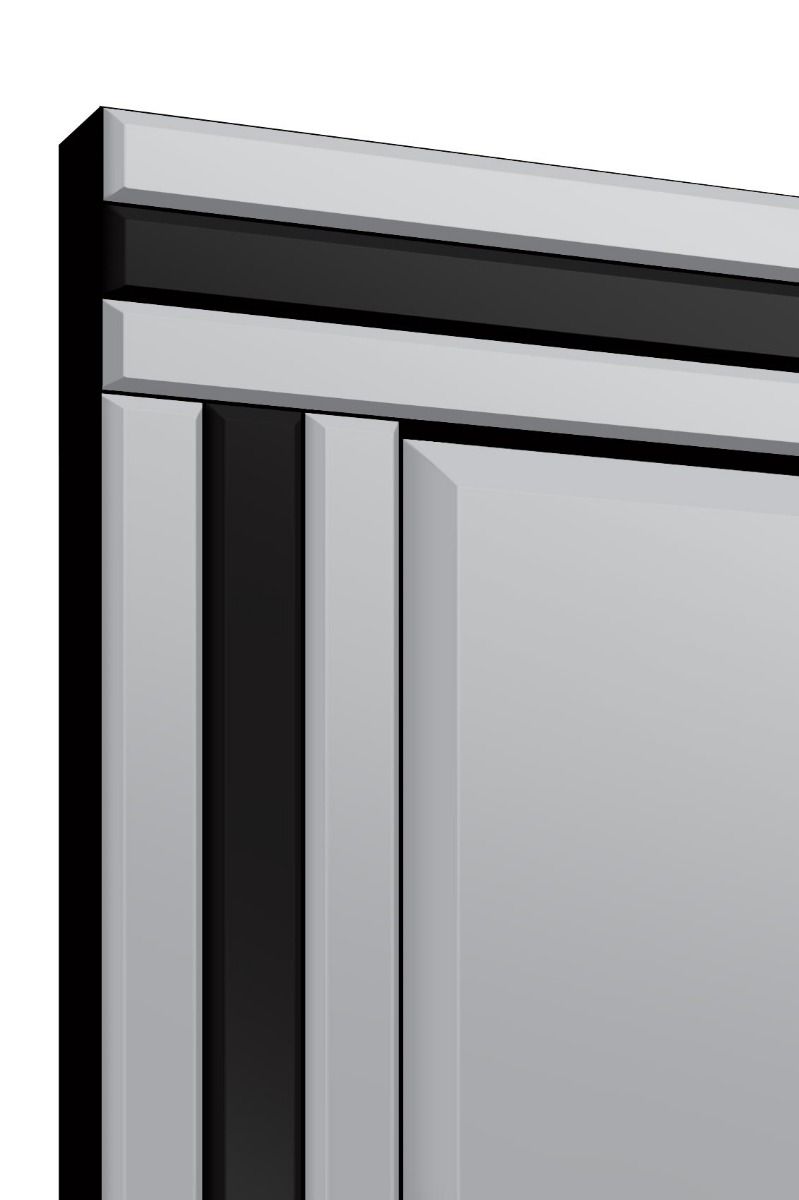 Carrington Triple Bevel Large Venetian Cheval Free Standing Black And Mirror 5Ft X 1Ft3 (150 X 40cm)